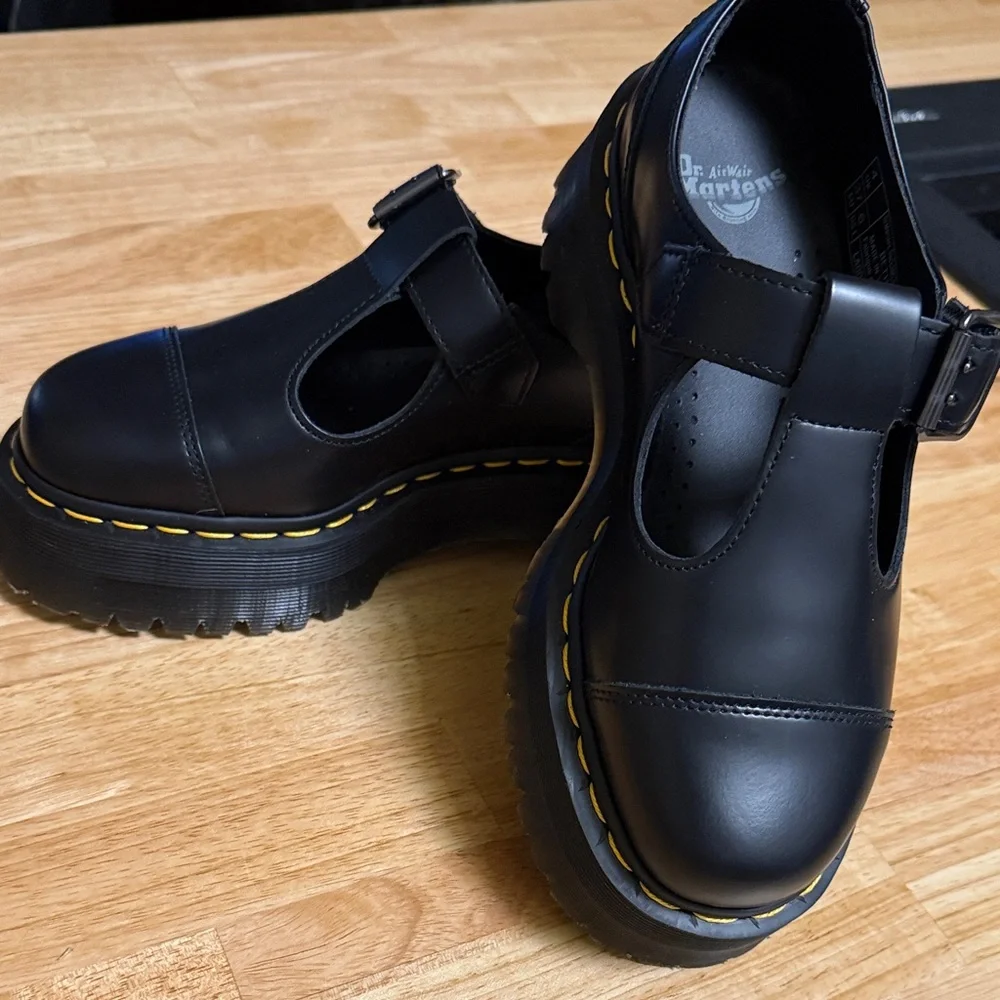 Dr. Martens Bethan Mary Jane Platform Shoes with Yellow Stitching - Picture 16 of 16